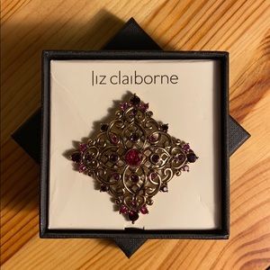 Liz Claiborne Brooch with Pink and Purple Stones